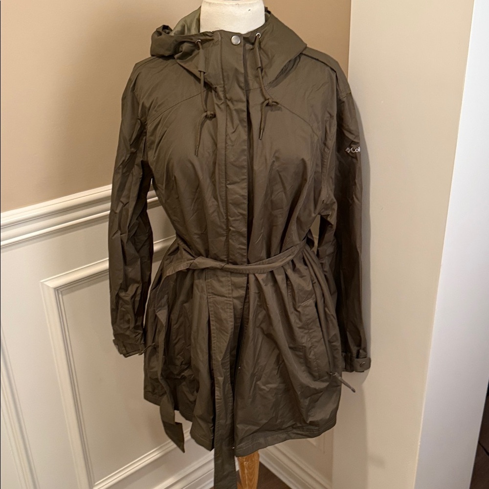 Columbia Omni-Shield Hooded Belted Jacket Coat Olive Green 2X NWOT
